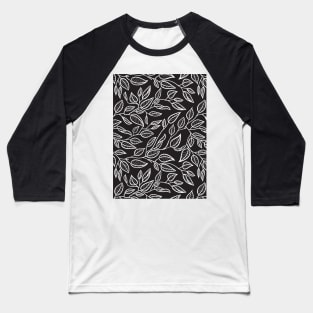 Minimalist Leaf Line Art Illustration as a Seamless Surface Pattern Design Baseball T-Shirt